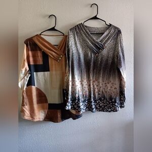 2-pack Women's Tops - Brown and Black Patterns